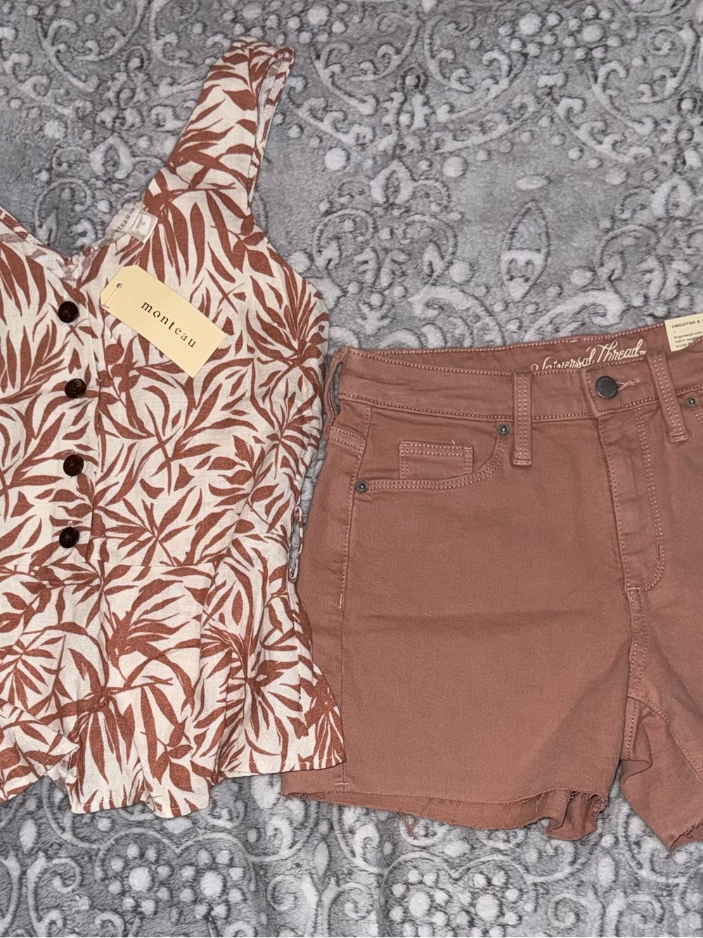 Women’s Small Monteau Tropical Top & Universal Thread Shorts 2-Piece NWT